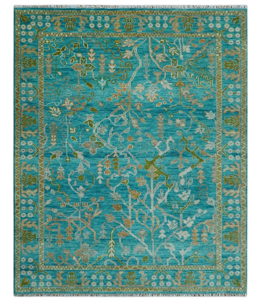 Custom Made The Plants and Roots Blue Hand Knotted Traditional Wool Area Rug - The Rug Decor