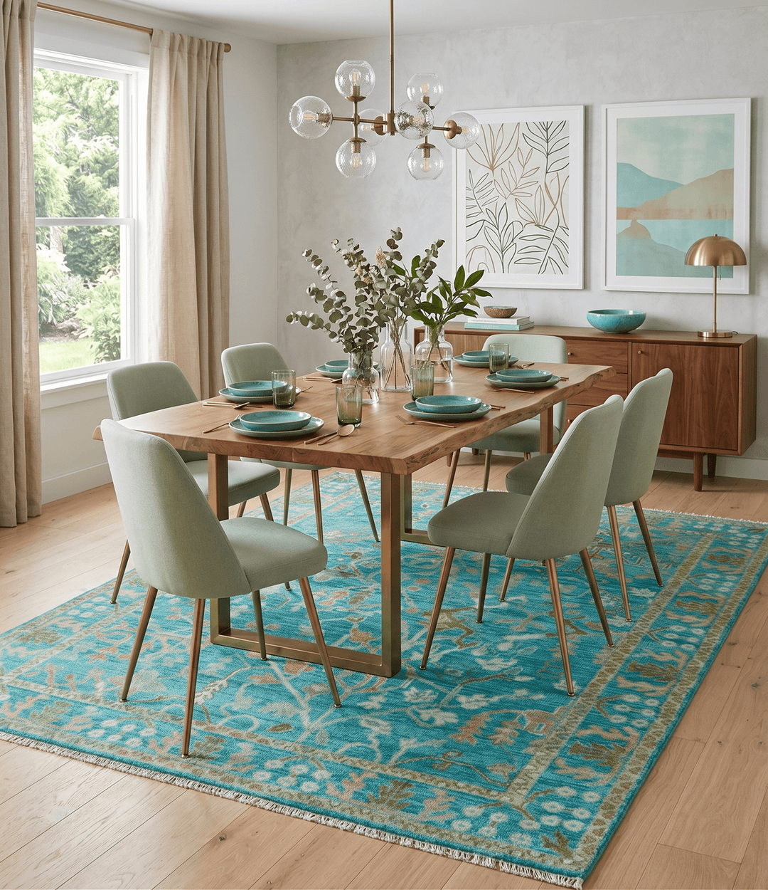 Custom Made The Plants and Roots Blue Hand Knotted Traditional Wool Area Rug - The Rug Decor