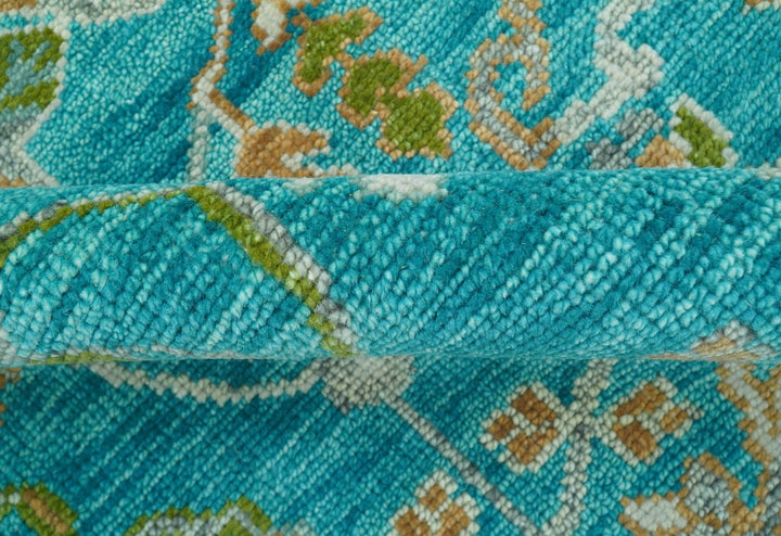 Custom Made The Plants and Roots Blue Hand Knotted Traditional Wool Area Rug - The Rug Decor