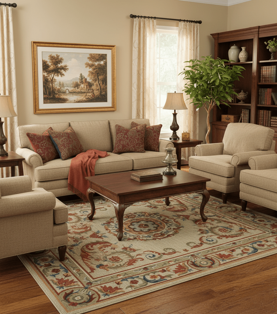 Custom Made Traditional Aubusson Design Beige And Brown Hand Tufted Wool Area Rug - The Rug Decor