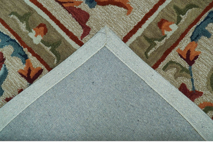 Custom Made Traditional Aubusson Design Beige And Brown Hand Tufted Wool Area Rug - The Rug Decor