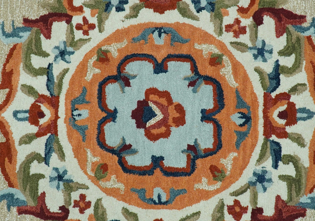 Custom Made Traditional Aubusson Design Beige And Brown Hand Tufted Wool Area Rug - The Rug Decor
