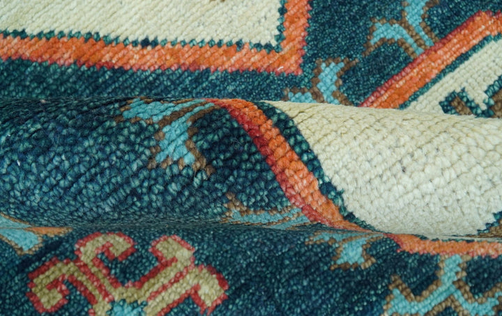 Custom Made Traditional Blue And Ivory Hand Knotted Wool Rug - The Rug Decor
