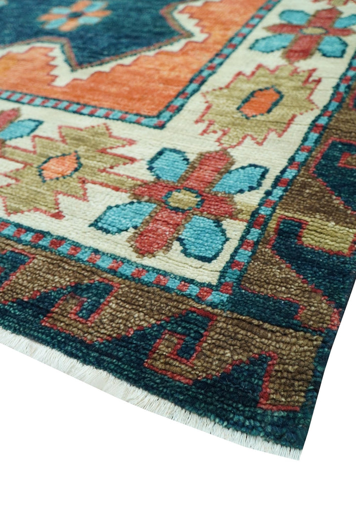 Custom Made Traditional Blue And Ivory Hand Knotted Wool Rug - The Rug Decor