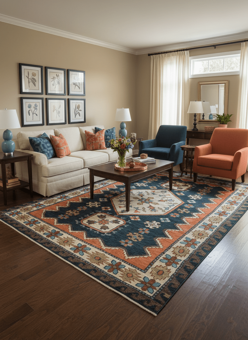 Custom Made Traditional Blue And Ivory Hand Knotted Wool Rug - The Rug Decor