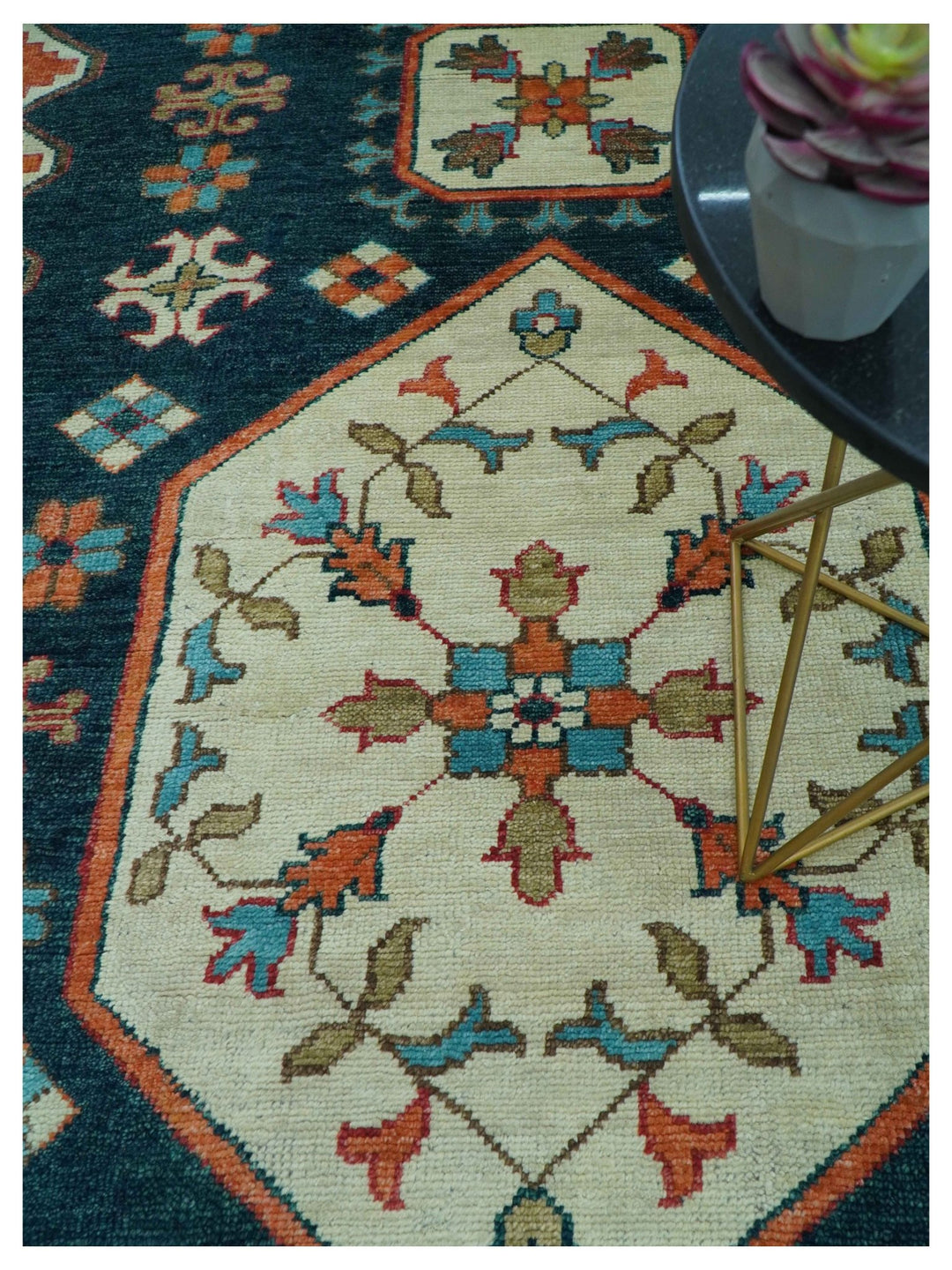 Custom Made Traditional Blue And Ivory Hand Knotted Wool Rug - The Rug Decor