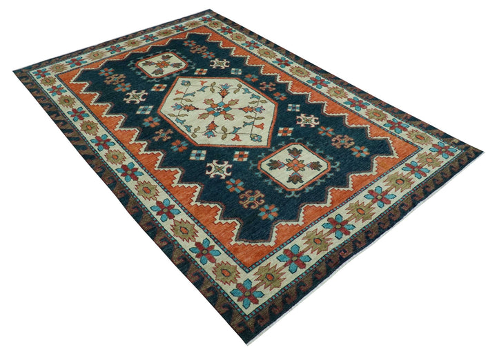 Custom Made Traditional Blue And Ivory Hand Knotted Wool Rug - The Rug Decor