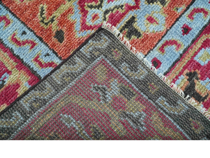 Custom Made Traditional Central Medallions Design Rust And Black Hand Knotted Wool Rug - The Rug Decor