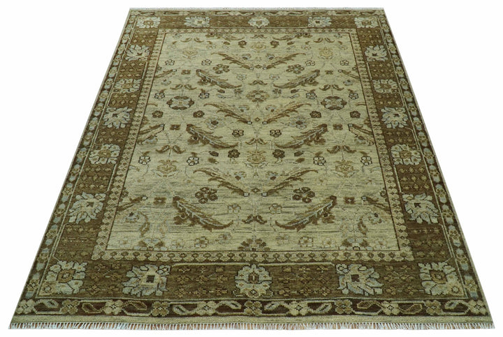 Custom Made Traditional Design Beige And Brown Hand Knotted wool area rug - The Rug Decor