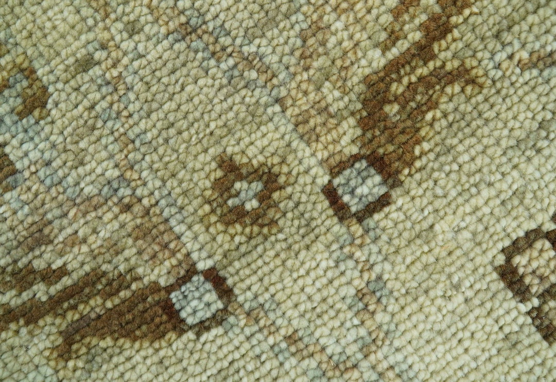 Custom Made Traditional Design Beige And Brown Hand Knotted wool area rug - The Rug Decor