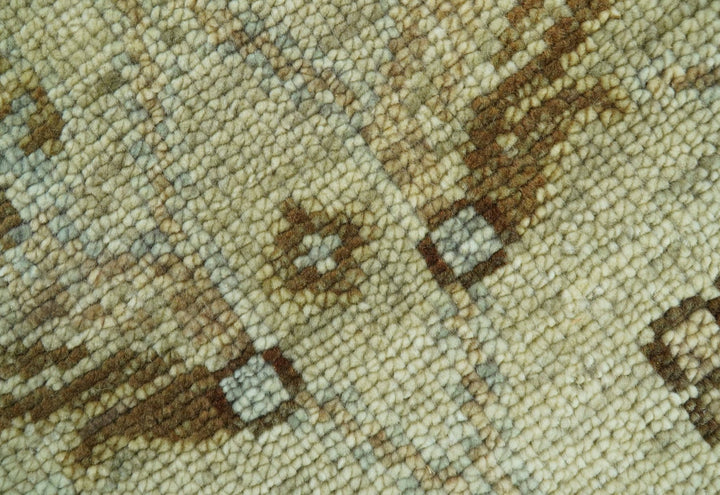 Custom Made Traditional Design Beige And Brown Hand Knotted wool area rug - The Rug Decor