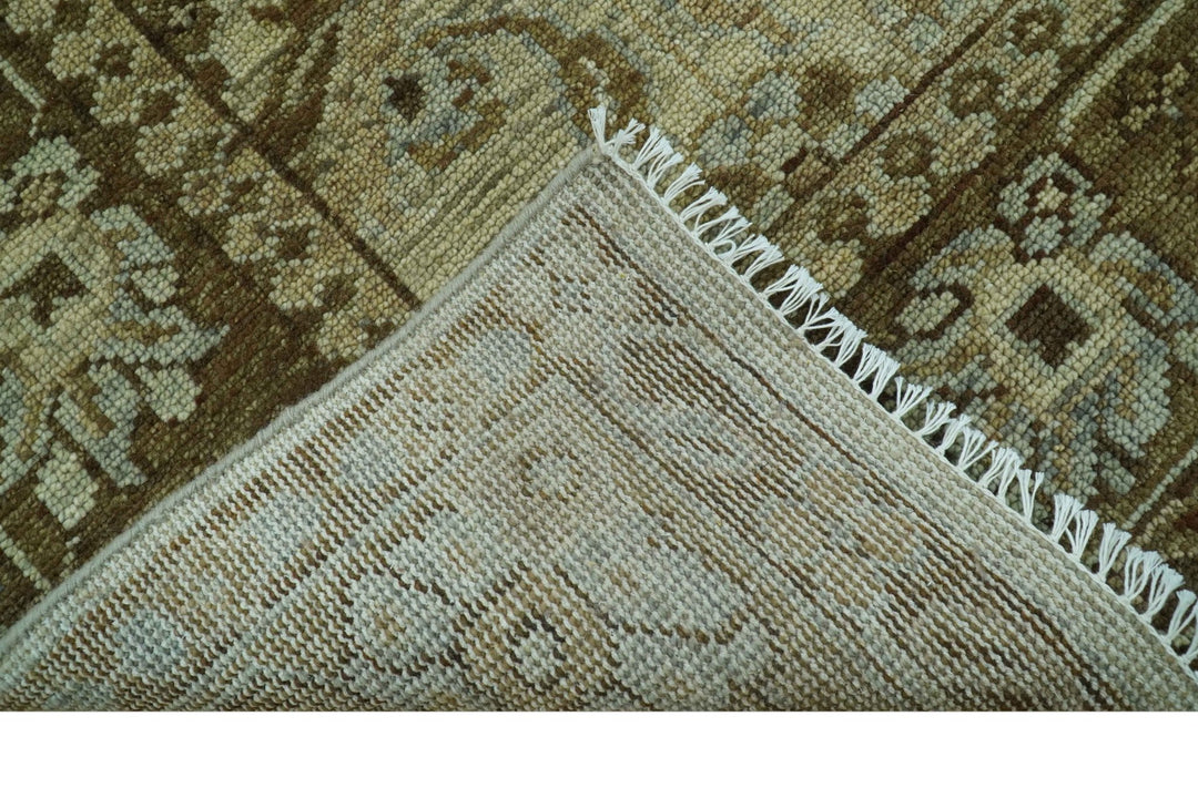 Custom Made Traditional Design Beige And Brown Hand Knotted wool area rug - The Rug Decor