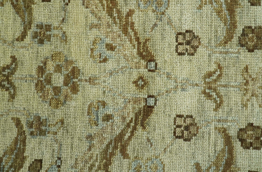 Custom Made Traditional Design Beige And Brown Hand Knotted wool area rug - The Rug Decor