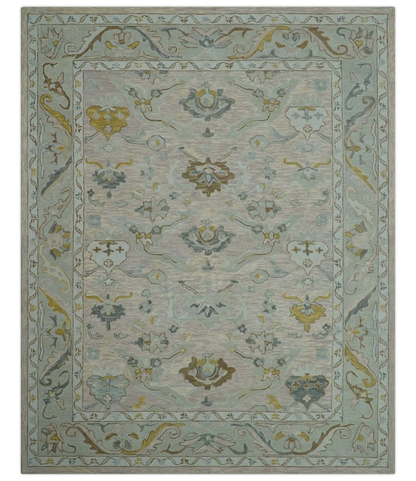 Custom Made Traditional Design Beige Peach Hand Tufted Wool Area Rug - The Rug Decor