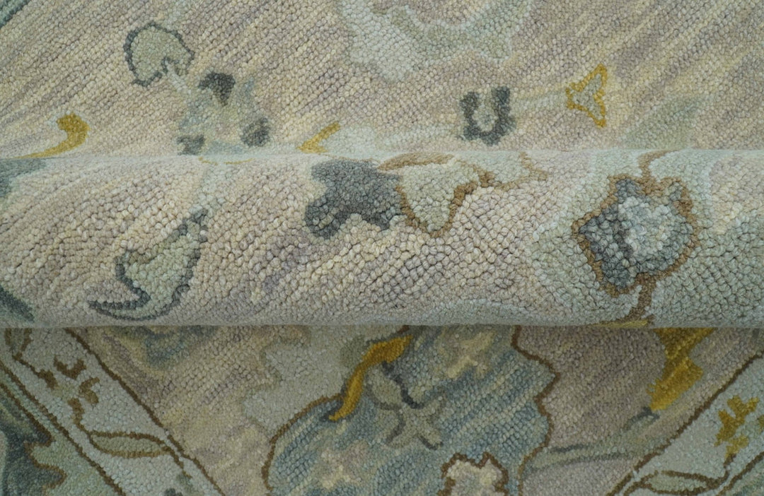 Custom Made Traditional Design Beige Peach Hand Tufted Wool Area Rug - The Rug Decor