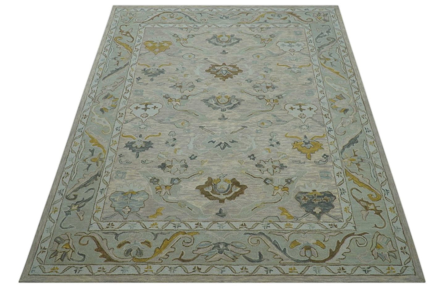 Custom Made Traditional Design Beige Peach Hand Tufted Wool Area Rug - The Rug Decor