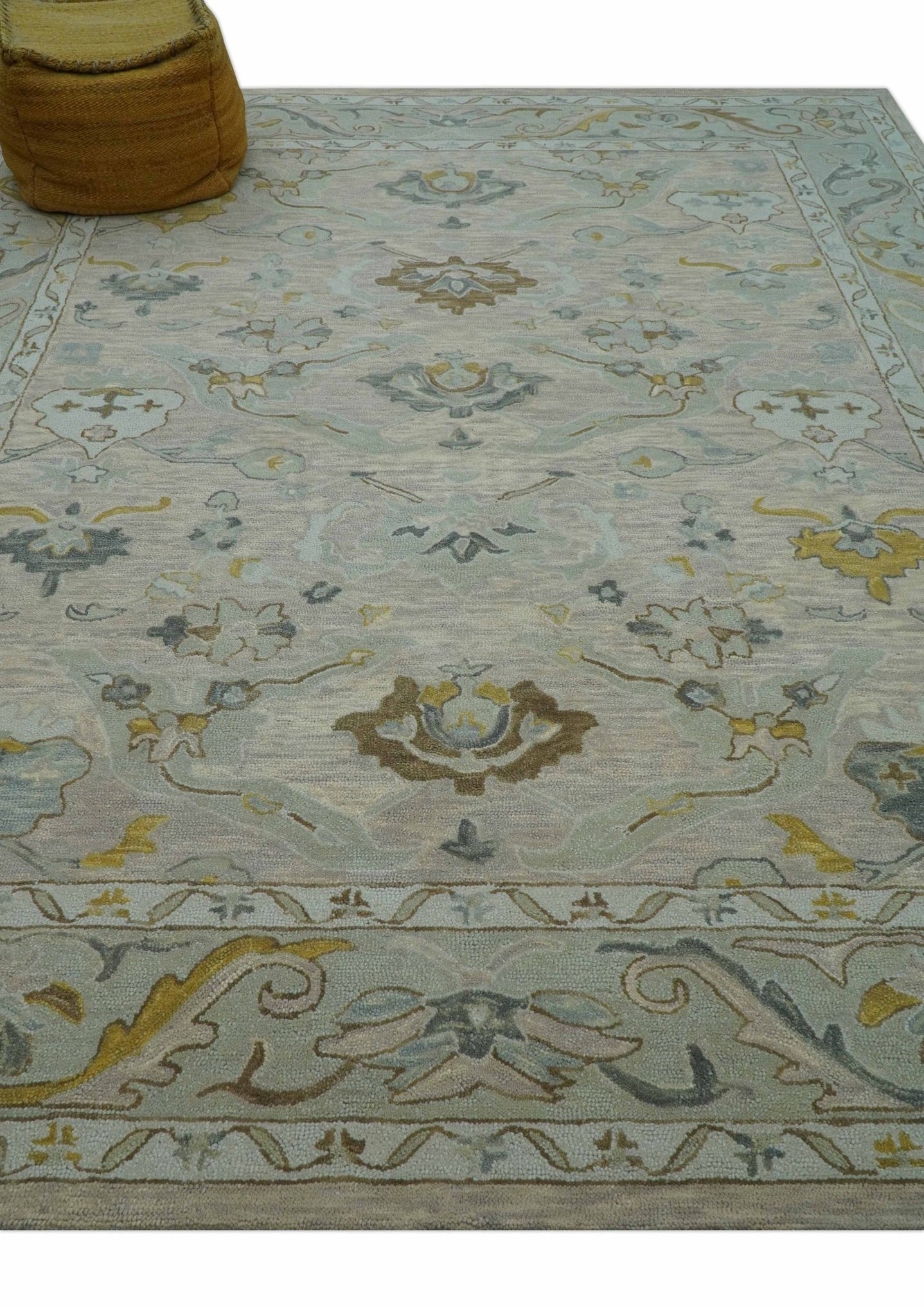 Custom Made Traditional Design Beige Peach Hand Tufted Wool Area Rug - The Rug Decor