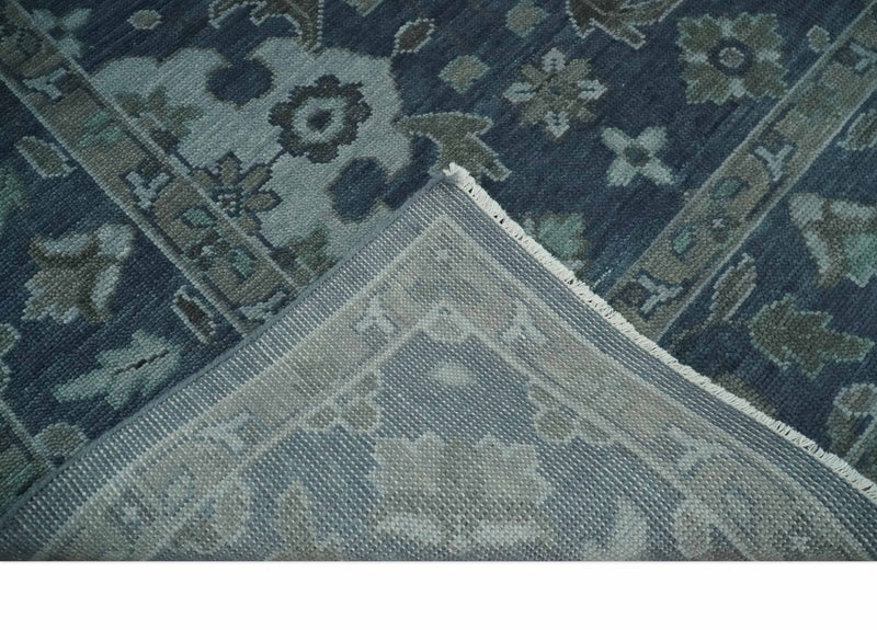 Custom Made Traditional Design Blue, Silver and Gray Hand knotted wool Area Rug - The Rug Decor