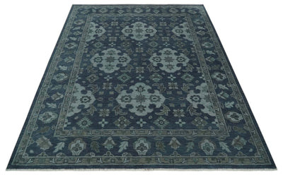 Custom Made Traditional Design Blue, Silver and Gray Hand knotted wool Area Rug - The Rug Decor