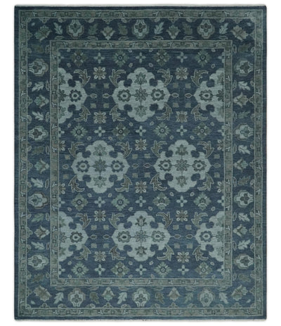 Custom Made Traditional Design Blue, Silver and Gray Hand knotted wool Area Rug - The Rug Decor