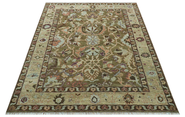Custom Made Traditional Design Brown And Beige Hand Knotted wool area rug - The Rug Decor