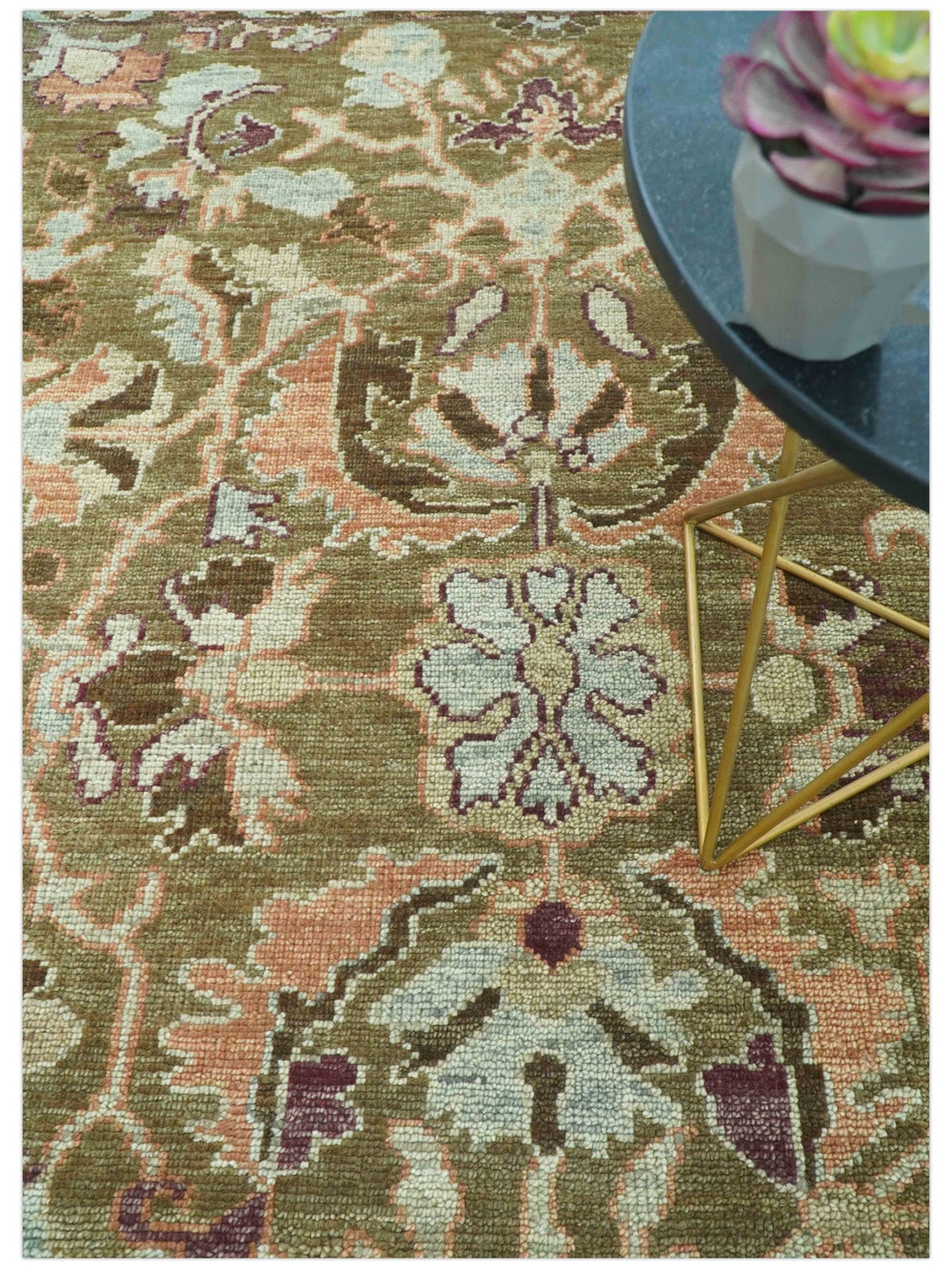 Custom Made Traditional Design Brown And Beige Hand Knotted wool area rug - The Rug Decor