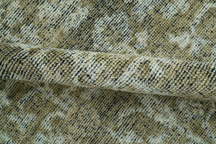 Custom Made Traditional Design Olive Hand Knotted Wool Area Rug - The Rug Decor