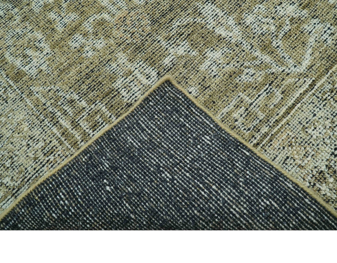 Custom Made Traditional Design Olive Hand Knotted Wool Area Rug - The Rug Decor