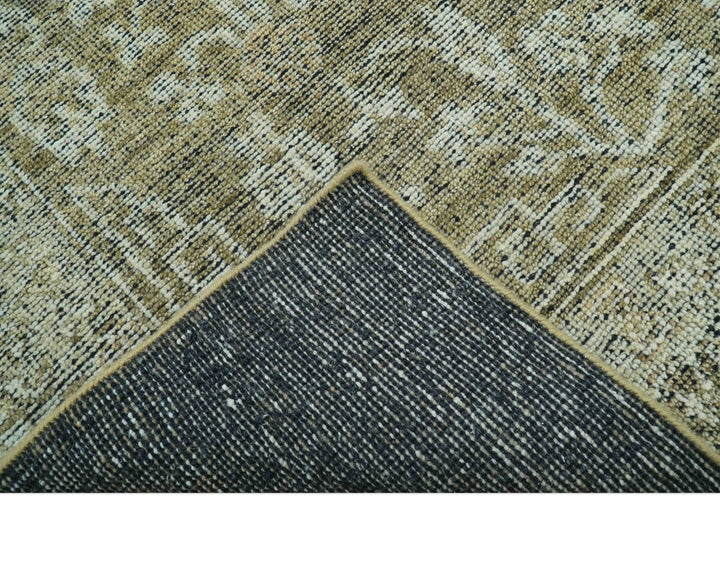 Custom Made Traditional Design Olive Hand Knotted Wool Area Rug - The Rug Decor