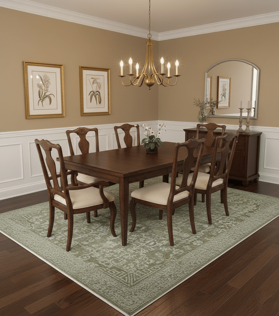 Custom Made Traditional Design Olive Hand Knotted Wool Area Rug - The Rug Decor