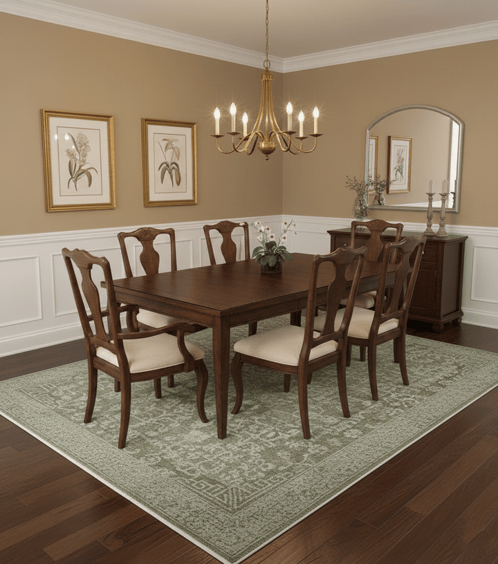 Custom Made Traditional Design Olive Hand Knotted Wool Area Rug - The Rug Decor