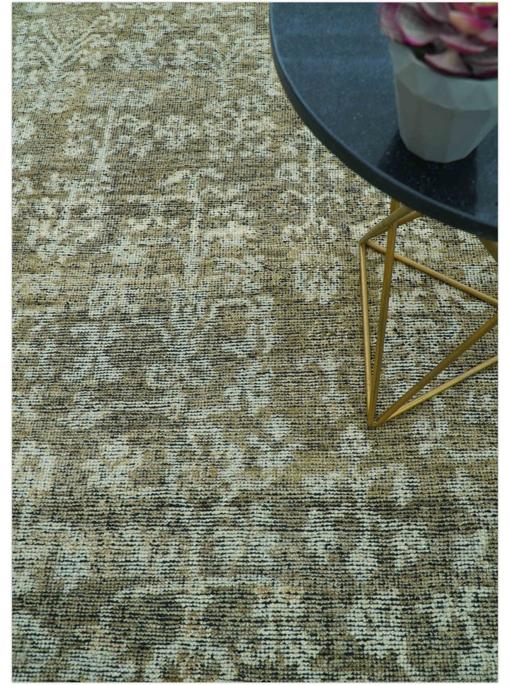 Custom Made Traditional Design Olive Hand Knotted Wool Area Rug - The Rug Decor