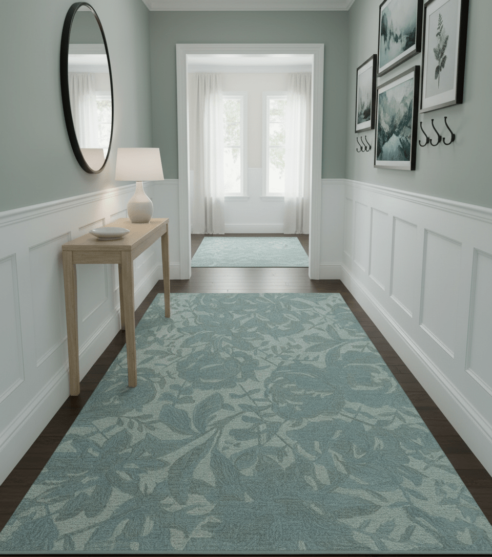 Custom Made Traditional Floral Design Silver And Blue Hand Tufted Wool Area Rug - The Rug Decor