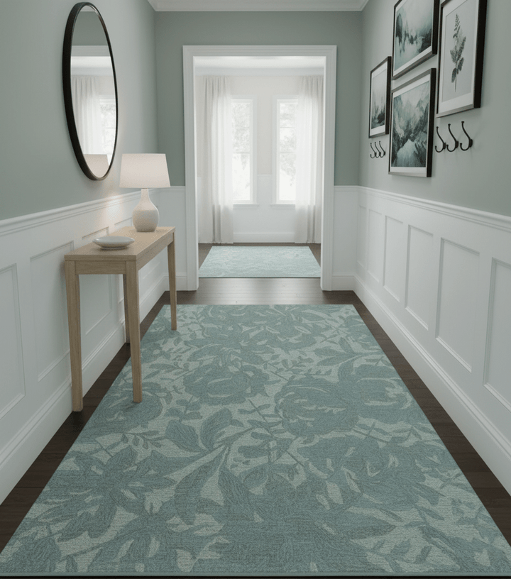 Custom Made Traditional Floral Design Silver And Blue Hand Tufted Wool Area Rug - The Rug Decor