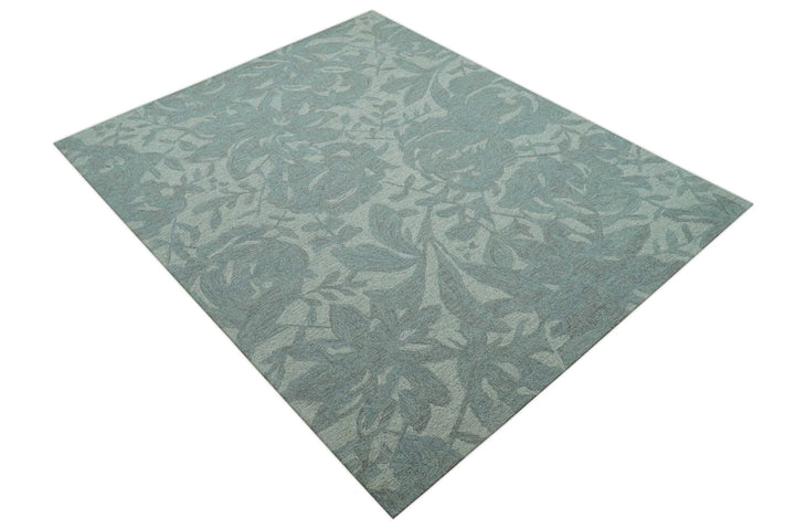 Custom Made Traditional Floral Design Silver And Blue Hand Tufted Wool Area Rug - The Rug Decor