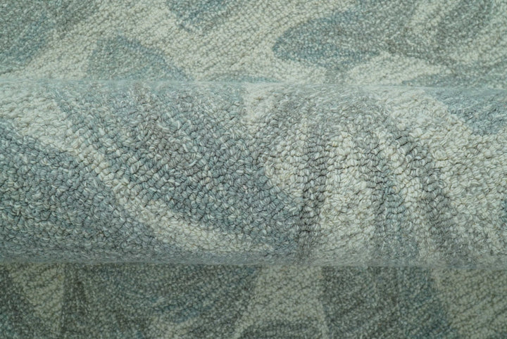 Custom Made Traditional Floral Design Silver And Blue Hand Tufted Wool Area Rug - The Rug Decor