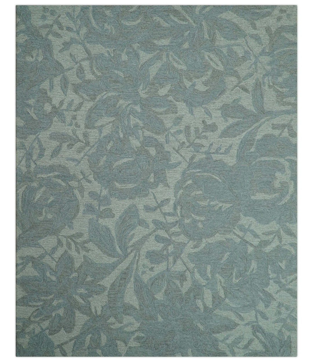 Custom Made Traditional Floral Design Silver And Blue Hand Tufted Wool Area Rug - The Rug Decor