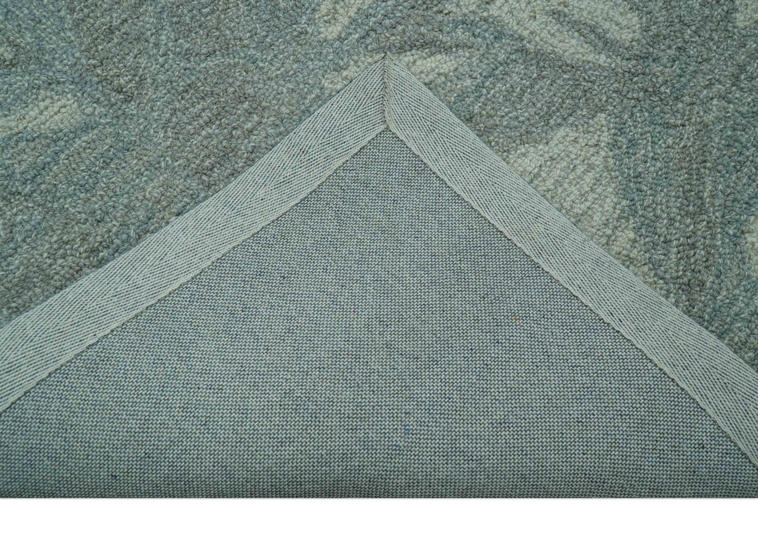 Custom Made Traditional Floral Design Silver And Blue Hand Tufted Wool Area Rug - The Rug Decor
