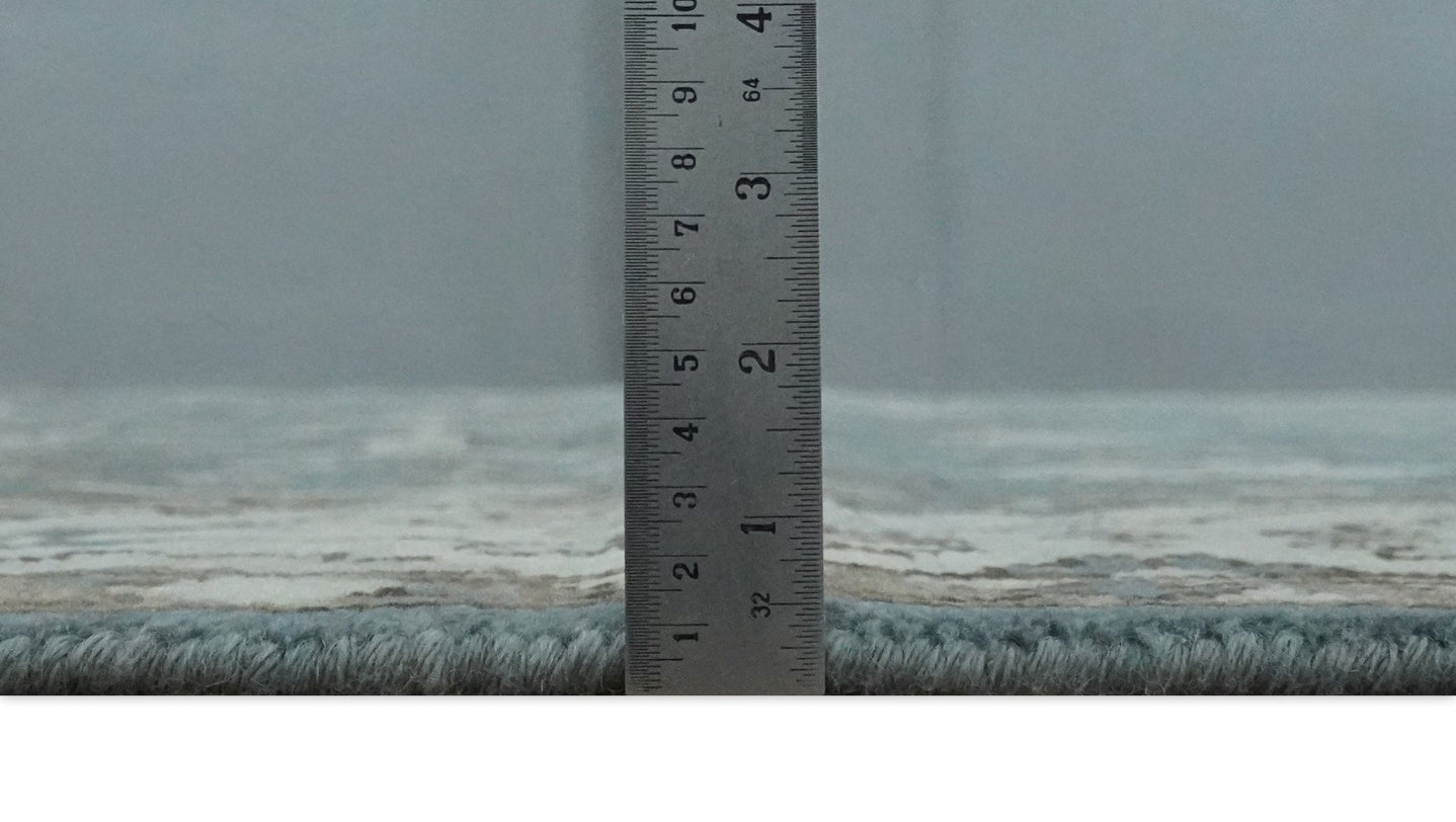 Custom Made Traditional Hand Knotted Blue, Ivory and Brown Oriental Oushak wool Area Rug - The Rug Decor