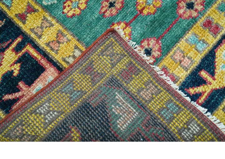 Custom Made Traditional Heriz Design Red And Green Hand Knotted Wool Rug - The Rug Decor