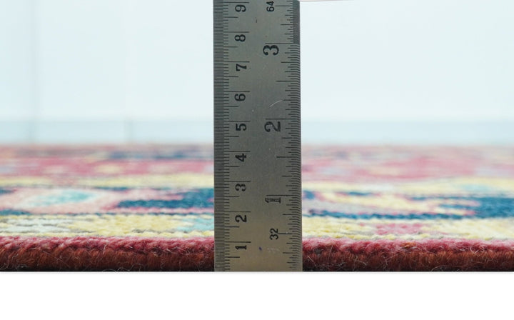 Custom Made Traditional Heriz Design Red And Green Hand Knotted Wool Rug - The Rug Decor