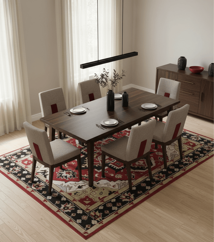 Custom Made Traditional Heriz Maroon, Olive and Black Floral Hand Knotted wool Rug - The Rug Decor