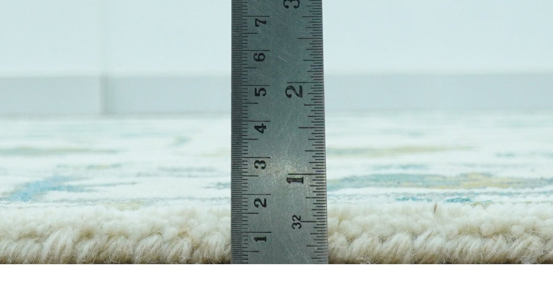 Custom Made Traditional Ivory And Blue Oushak Hand Tufted Wool Area Rug - The Rug Decor