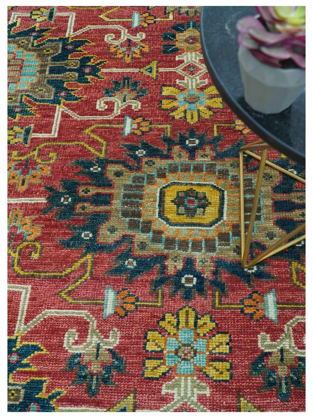 Wool Rugs Customized Custom Made Traditional Motifs Design Rust And Ivory Hand Knotted Wool ...