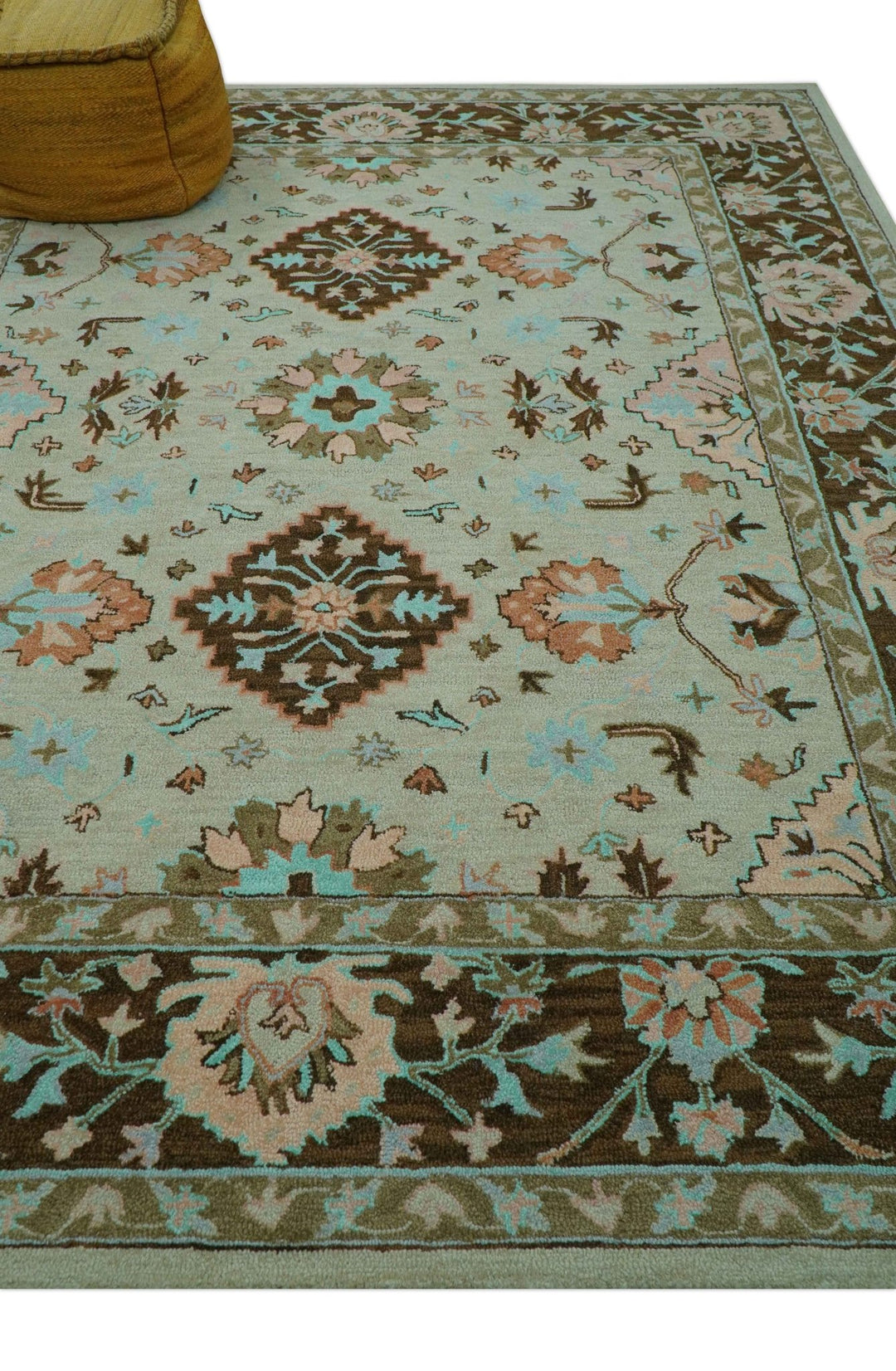 Custom Made Traditional Oriental Design Beige And Brown Hand - Tufted Wool Area Rug - The Rug Decor