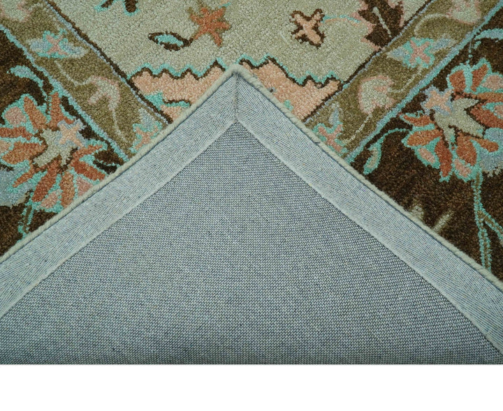Custom Made Traditional Oriental Design Beige And Brown Hand - Tufted Wool Area Rug - The Rug Decor