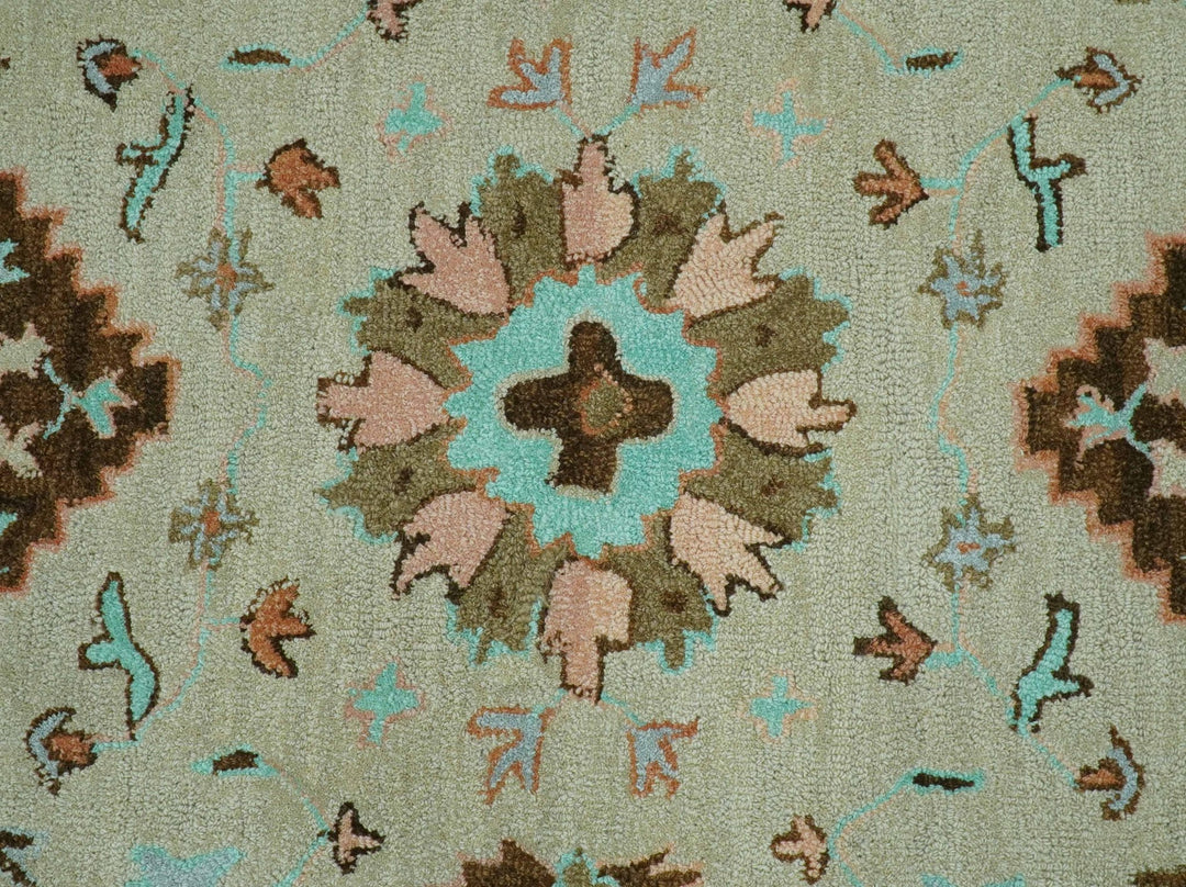 Custom Made Traditional Oriental Design Beige And Brown Hand - Tufted Wool Area Rug - The Rug Decor