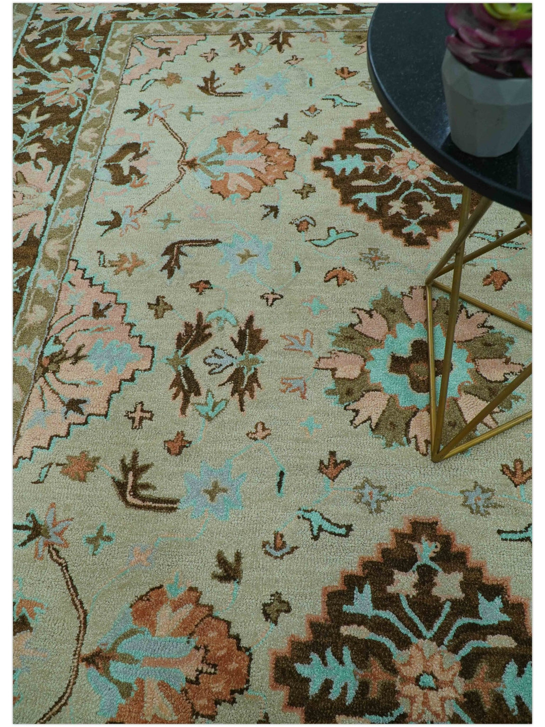 Custom Made Traditional Oriental Design Beige And Brown Hand - Tufted Wool Area Rug - The Rug Decor
