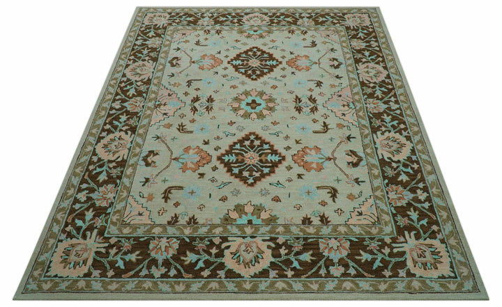 Custom Made Traditional Oriental Design Beige And Brown Hand - Tufted Wool Area Rug - The Rug Decor