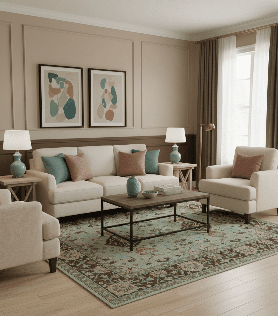 Custom Made Traditional Oriental Design Beige And Brown Hand - Tufted Wool Area Rug - The Rug Decor